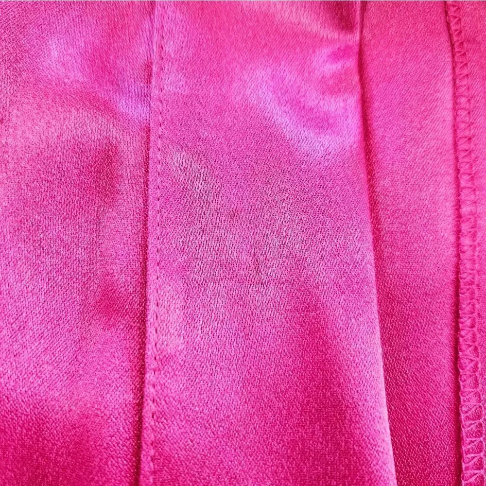 Vintage Forenza 80s Retro Fuchsia Satin Oversized Duster Yoked Waist Pant Set 10